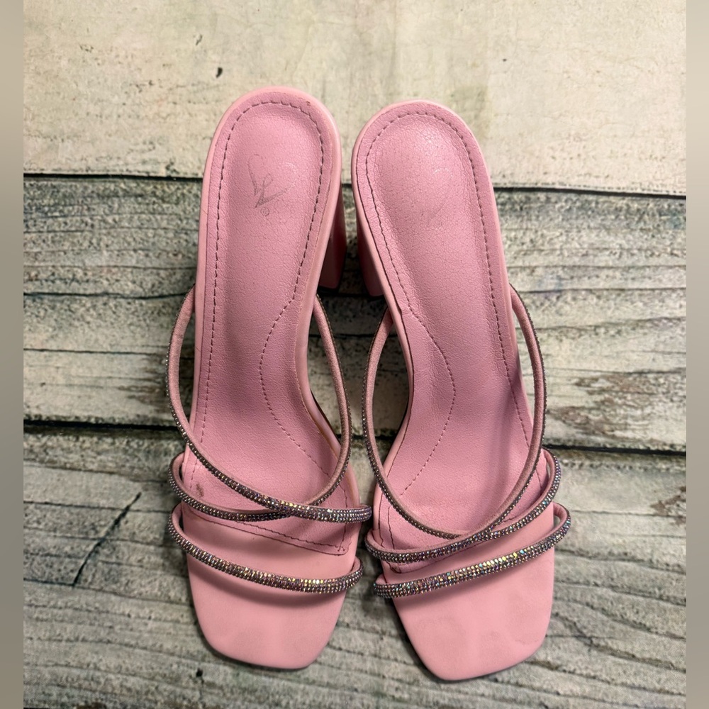 Windsor pink sparkly open toe heels. 7.5 - Picture 2 of 7